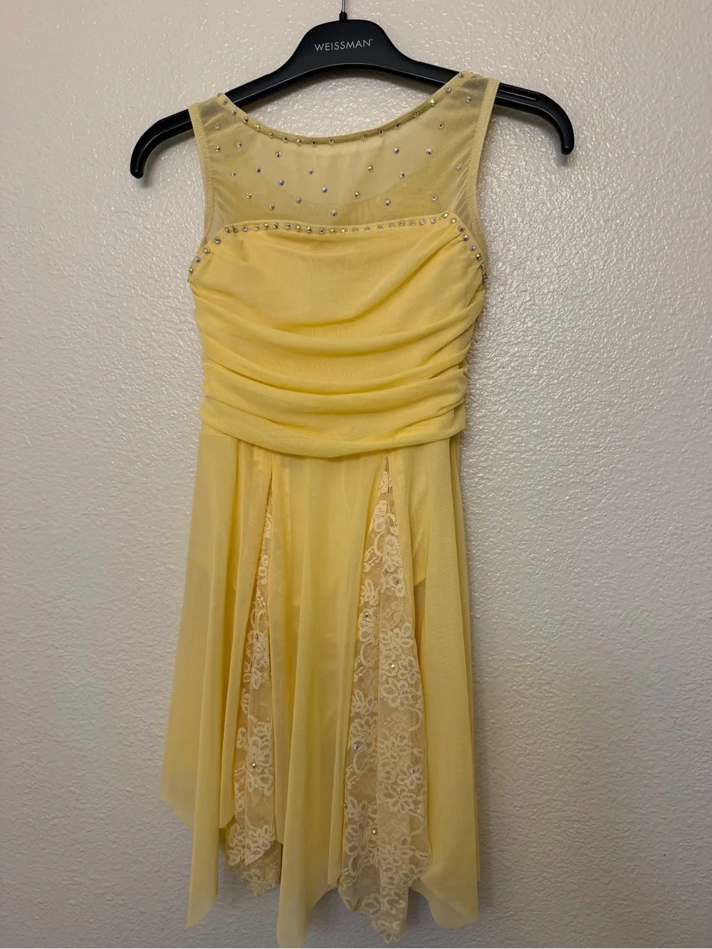 WEISSMAN Dance Costume lyrical butter yellow Parting Ways 17331 MC-Medium child
